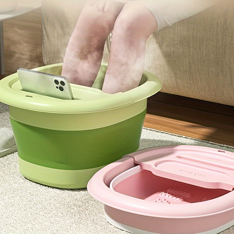 Adjustable Height Foldable Portable Foot Bath Tub with Drainage Holes & Leg Massage