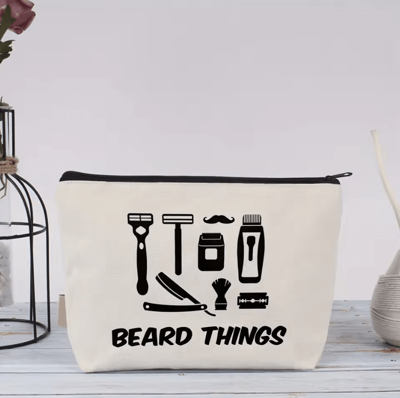 Funny Toiletry Bag Beige Travel Pouch – Classic Mens Travel Pouch with Black Zipper, Ideal Fathers Day Gift Bag