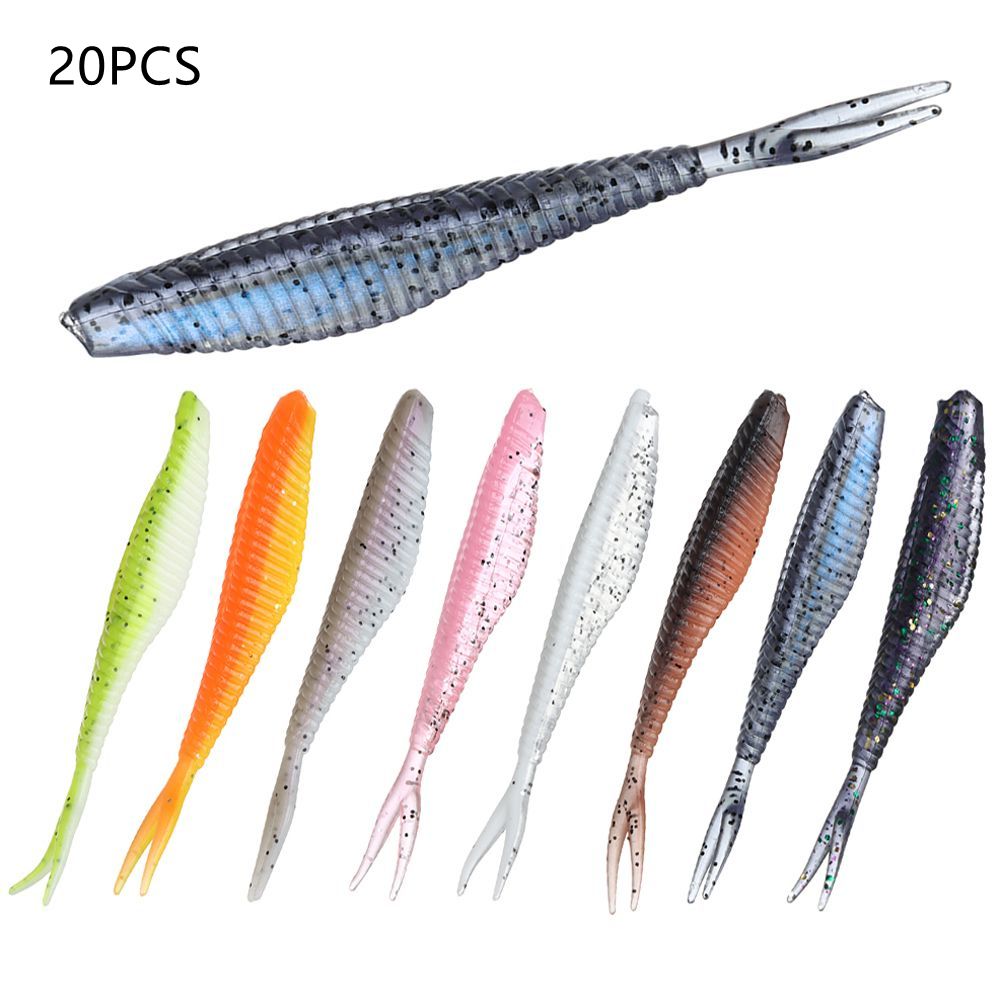 Forked Tail Fishing Worm Bait, Multicolor Soft Silicone Fishing Bait, Fishing Tackle Accessories