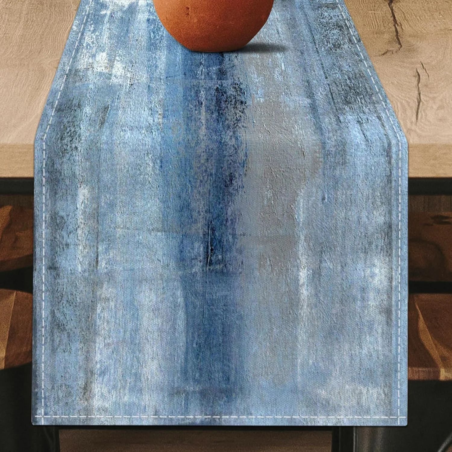 Modern Farmhouse Tie Dye Table Runner Rustic Linen Dining Decor