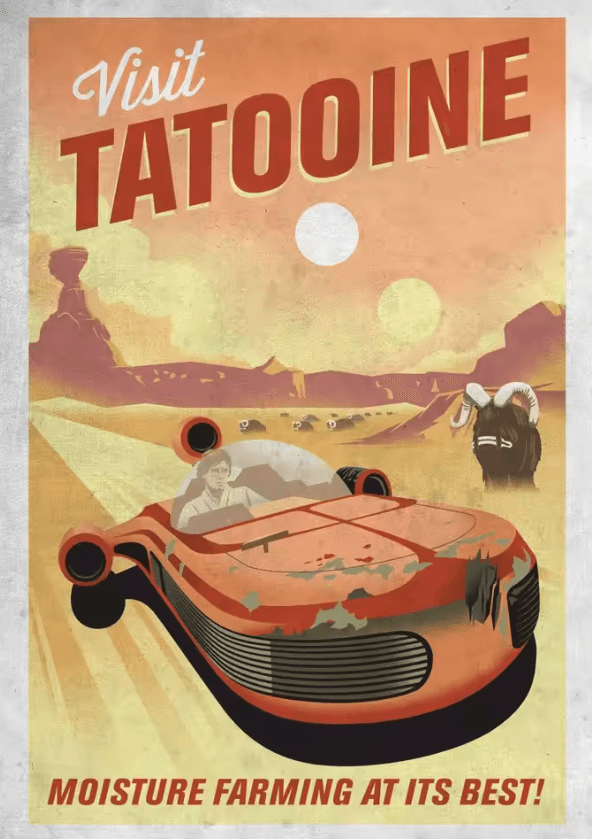 Galactic Propaganda Tatooine Canvas Poster – Retro Space Movie Wall Art