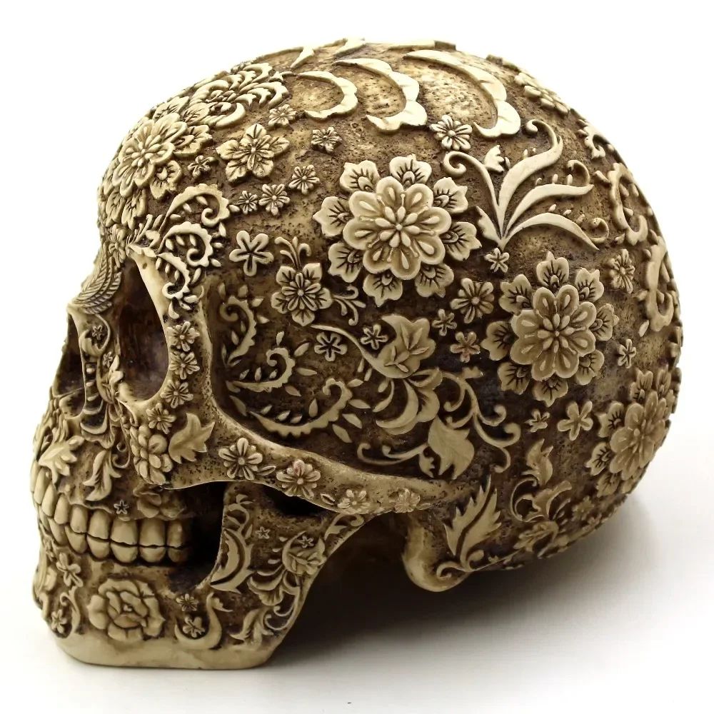 Plum Blossom Resin Skull Art Sculpture