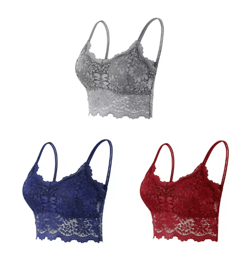 3-Piece Seamless Wireless Lace Bralette Set