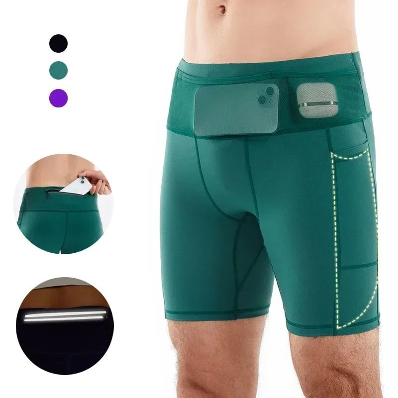 Mens Mul-Pockets Compression Shorts 3.0 | Quick Dry Marathon Running & Exercise Training Tights