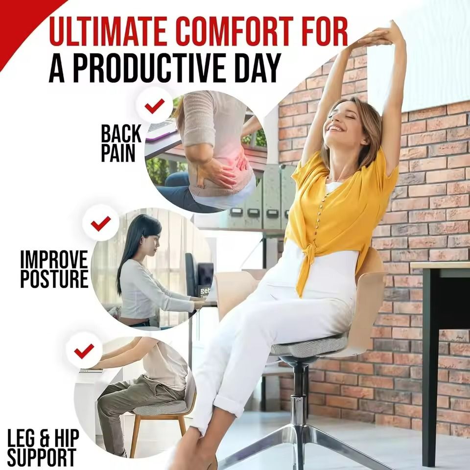 Ergonomic Memory Foam Seat Cushion for Office and Hemorrhoid Relief