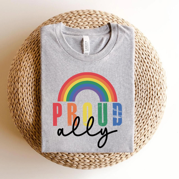Proud Ally Shirt Rainbow Pride Graphic Tee LGBTQ Support Inclusive Outfit