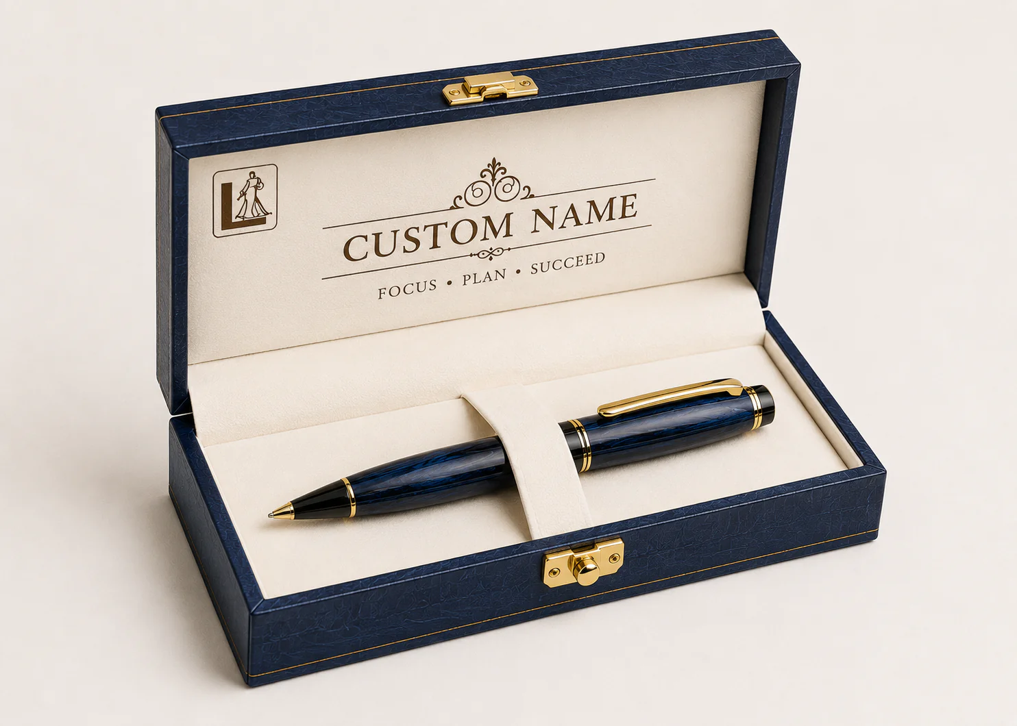 Luxury Blue Marble Pen Gift Set with Personalized Presentation Box