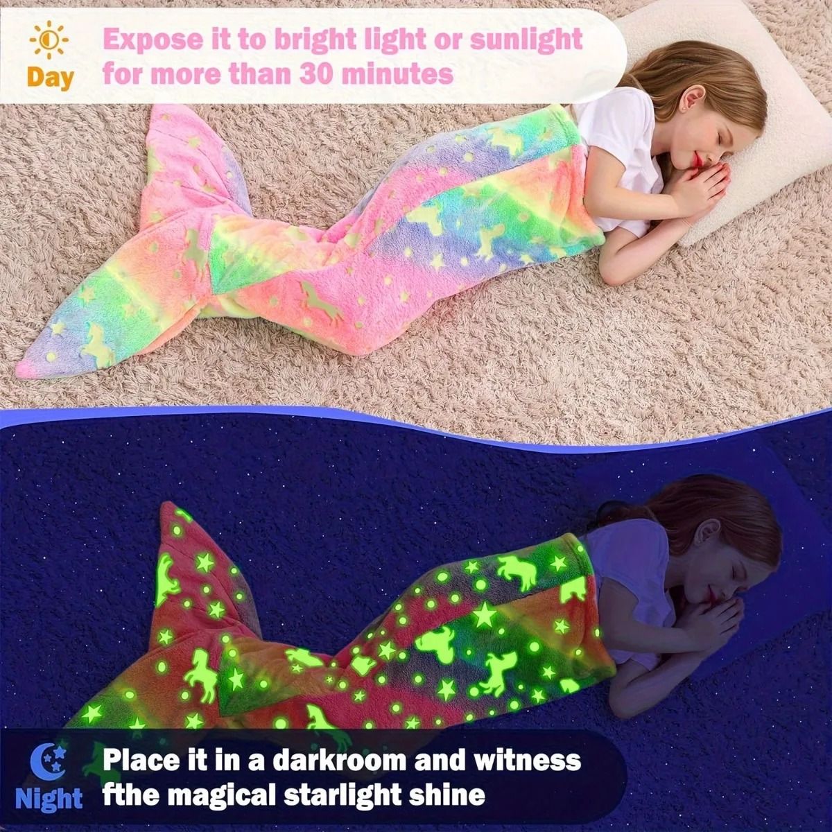 Glow-in-the-Dark Mermaid Tail Blanket