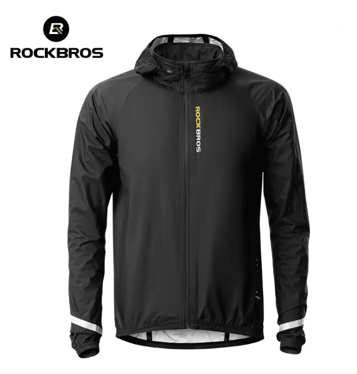 ROCKBROS Lightweight Waterproof Cycling Rain Jacket with Reflective Hood
