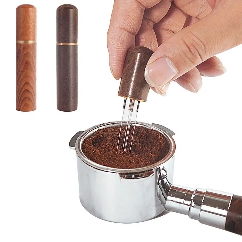 Professional Wooden WDT Tool – 8-Needle Espresso Distribution & Powder Stirrer for Baristas