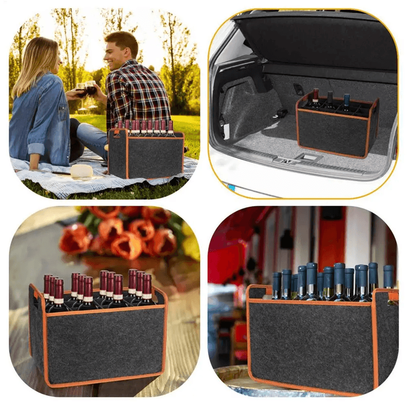 TravelBottle Felt 12-Compartment Carrier Tote Portable Wine Bottle Tote Bag for Travel Picnic Wedding