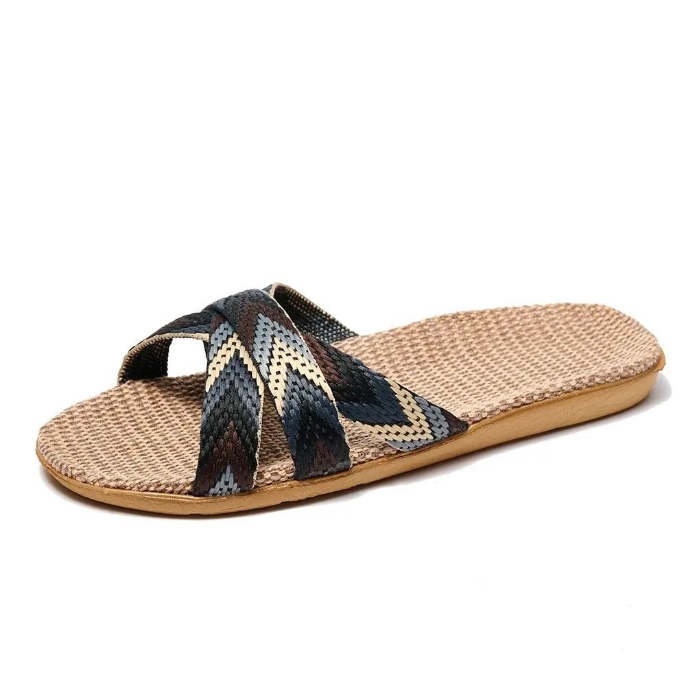 Lightweight Linen Indoor Slippers for Women Breathable Home Couple Slippers