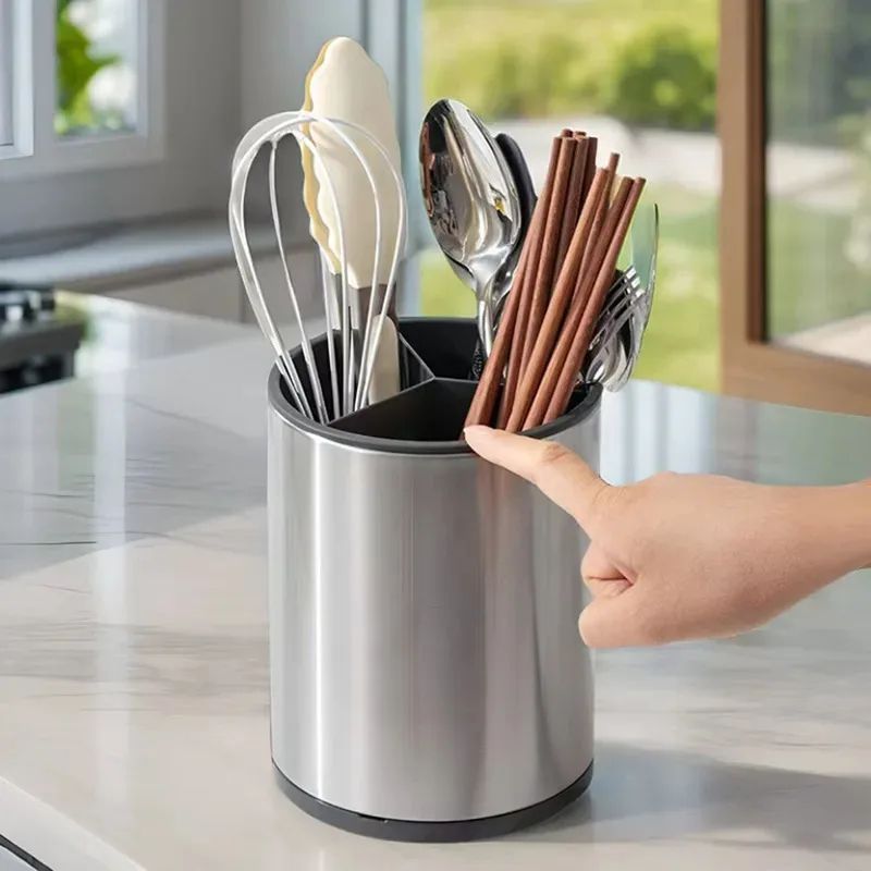 Stainless Steel Cutlery Holder Kitchen Utensil Drainer Rack