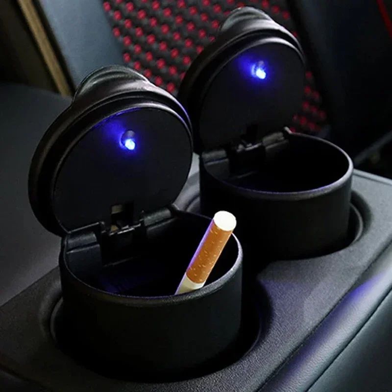 Portable LED Car Ashtray Cup Holder With Lid