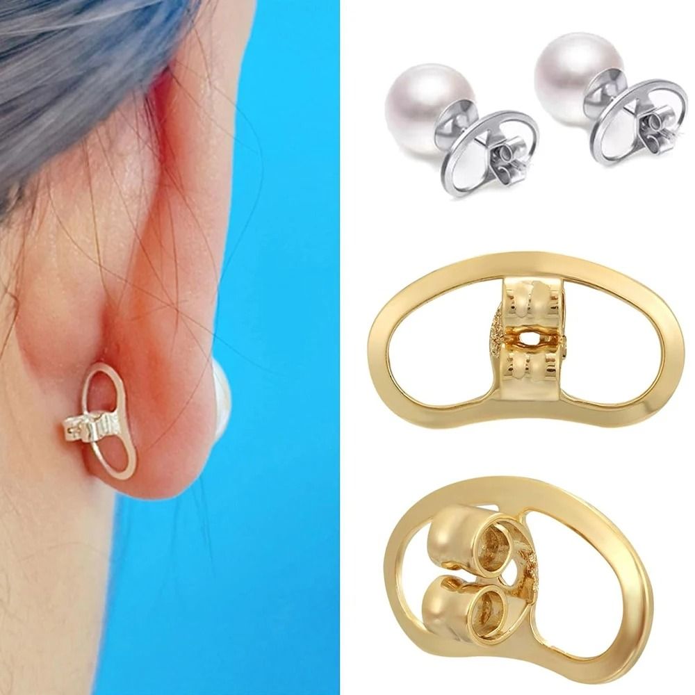 Metal Earring Lifters Backings Safety Fasteners 4 Piece Set