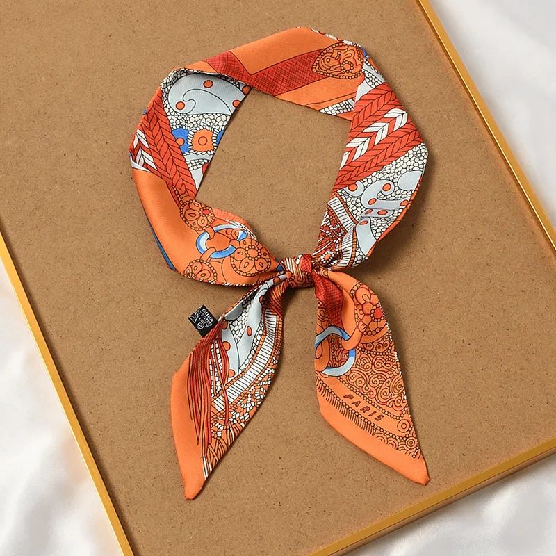 Retro Printed Imitation Silk Long Scarf
