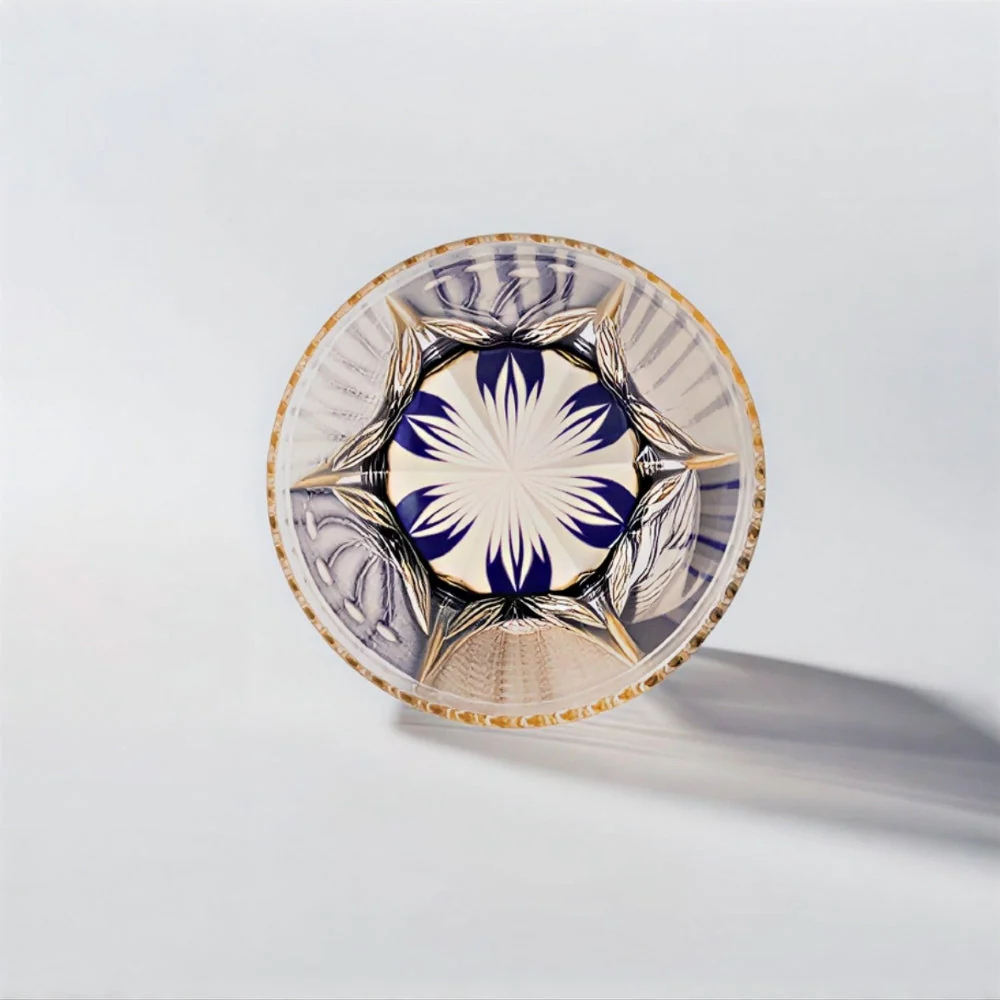 Edo Kiriko Handcrafted Peacock Motif Whisky Glass