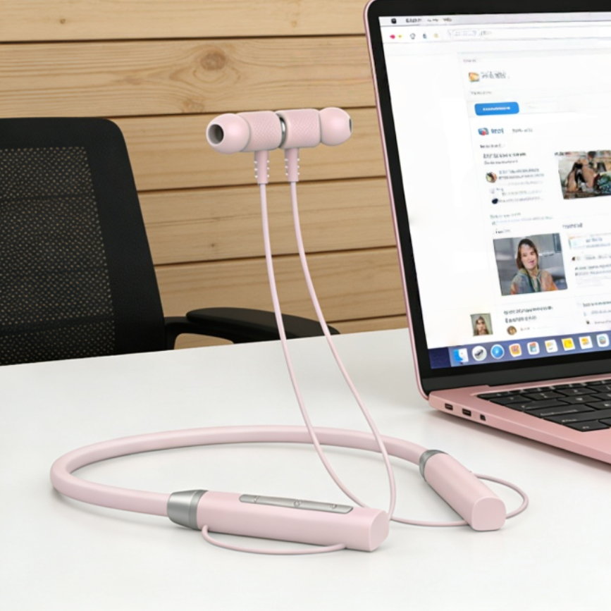 Magnetic Neckband Bluetooth Headphones with Mic for Running
