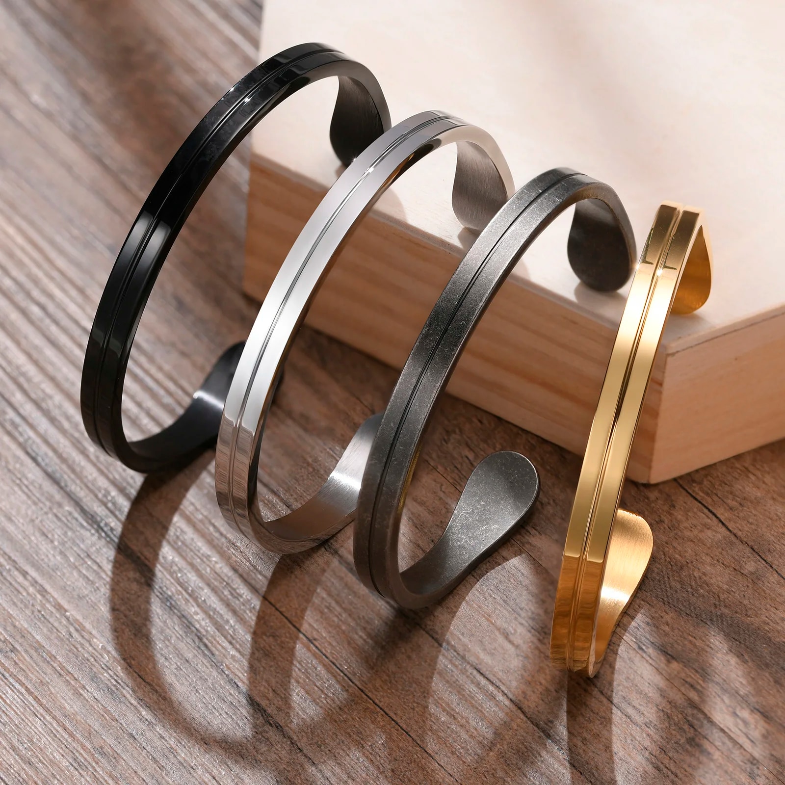 Stainless Steel Men's Thin Cuff Bracelet: Stylish Boyfriend Gift, Father's Day Present