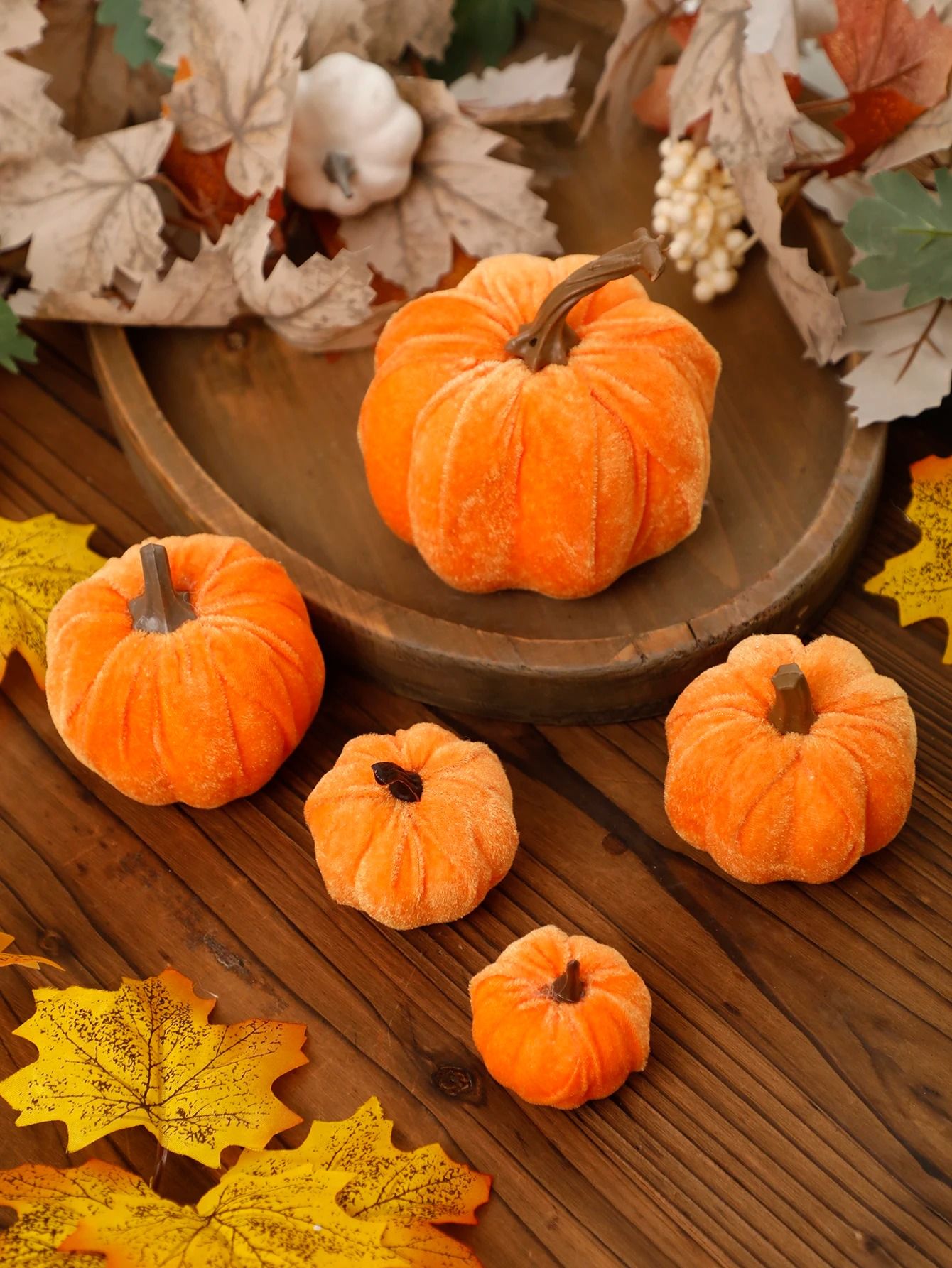 Premium Velvet Artificial Pumpkin | Elegant Red Fall Decor for Thanksgiving & Halloween