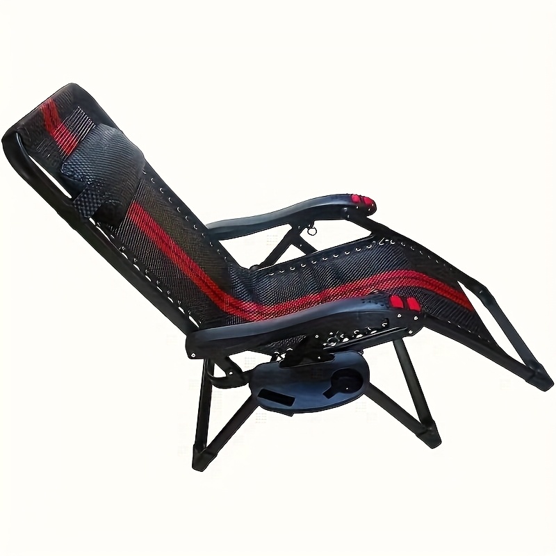 Durable Folding Chair Side Table Attachment, Black Plastic Beverage and Snack Tray, No Power Required