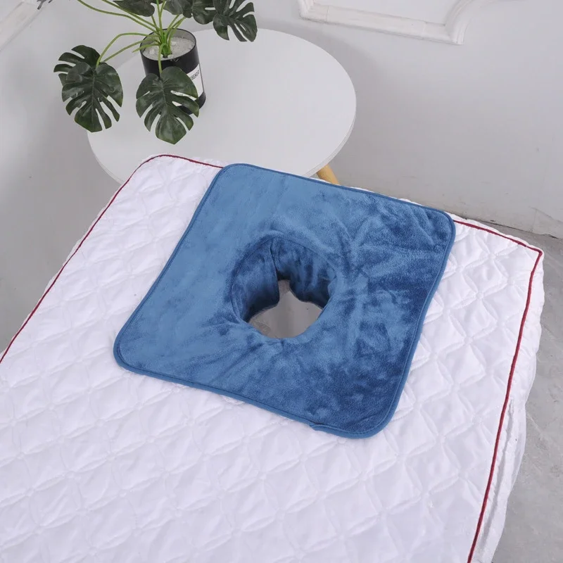 Premium Velvet Thickened Beauty SPA Massage Table Planking Face Towel with Face Berath Hole SPA Massage Bedspread