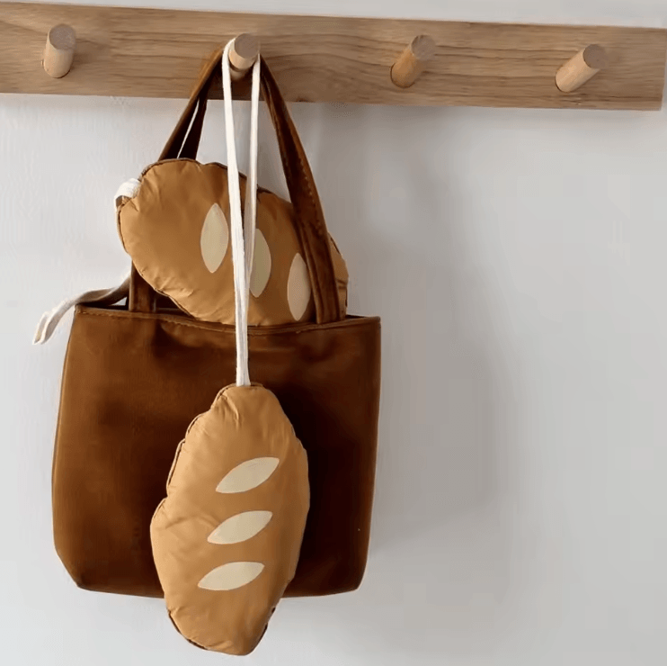 French Bread Foldable Shopping Bag – Cute Cartoon Eco Tote for Everyday Use