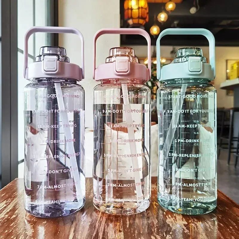 2L Time Marker Straw Water Bottle