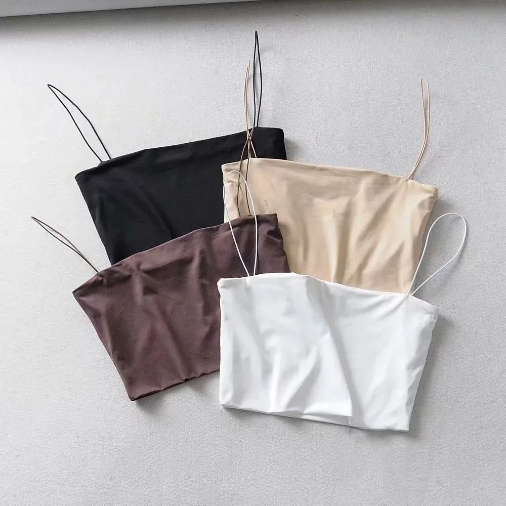 Women's Sexy Elastic Cotton Crop Cami – Sleeveless Summer Bar Tank Top