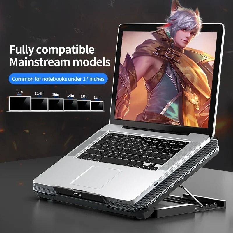 Q100 Gaming Laptop Cooling Pad LED Screen Laptop Cooler Stand 2600RPM Cooling Fan