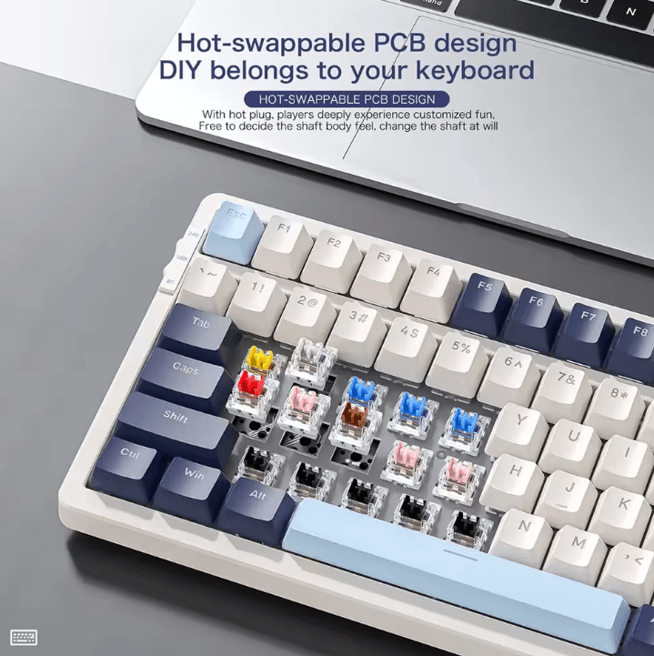 K8 Wireless Mechanical Keyboard with Tri Mode Connection Full Key Hot Swap and Lighting Effects