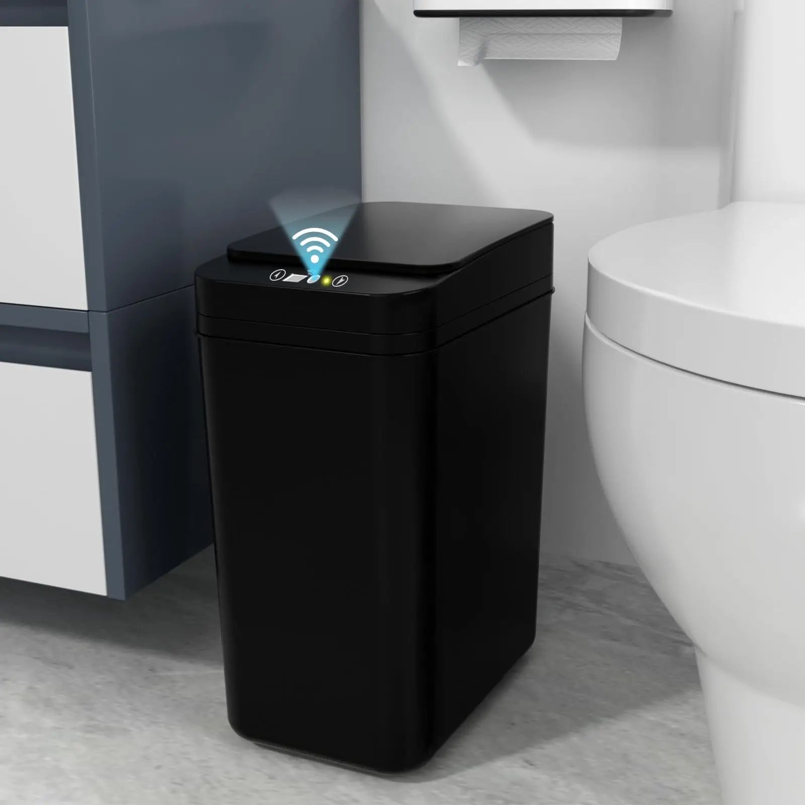 Touchless Motion Sensor Bathroom Trash Can with Lid