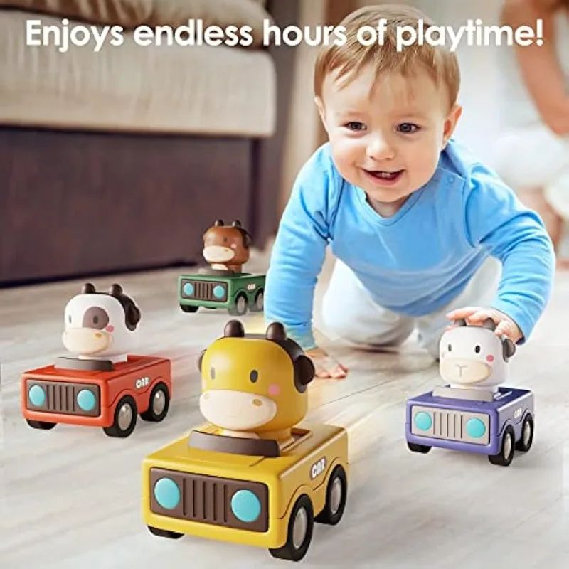 Press & Go Animal Racing Cars – Toddler Push Car Toy Set for Babies 1–3