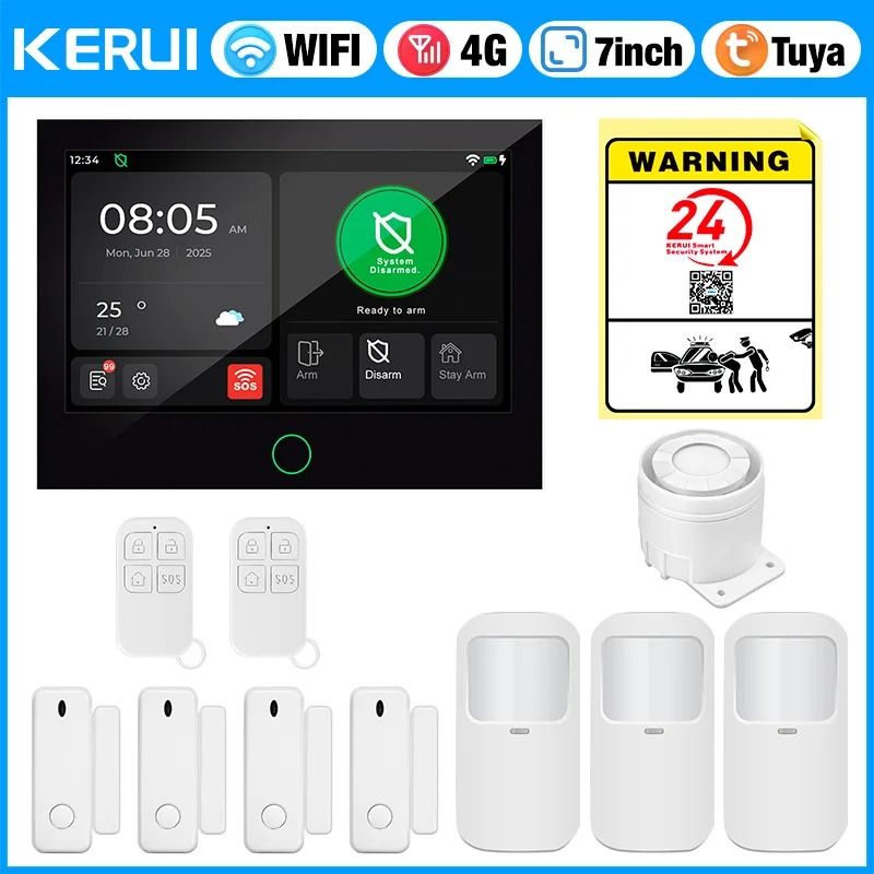 KERUI 7-Inch IPS Touchscreen 4G+WiFi Smart Home Alarm System (G70)