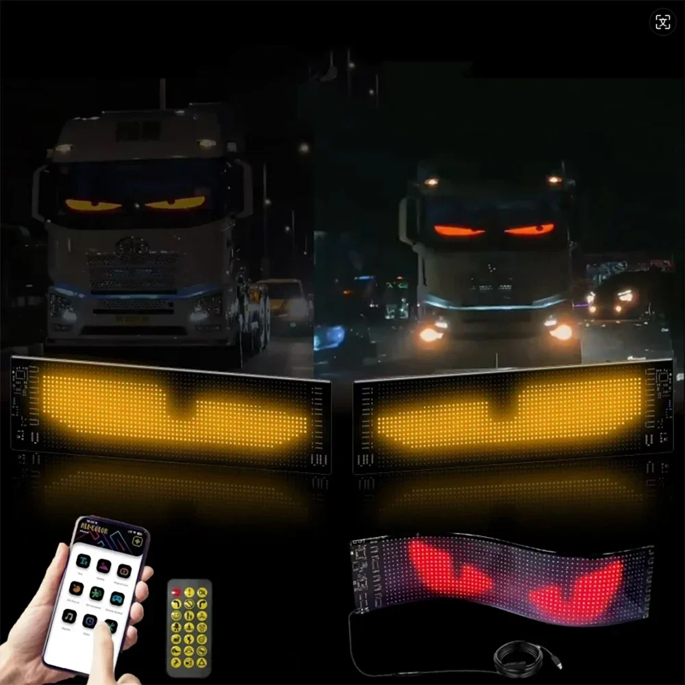 Demon Eyes Car LED Logo, APP LED Matrix Pixel Panel, Night Light DIY Programmable, Flexible LED Display for Car
