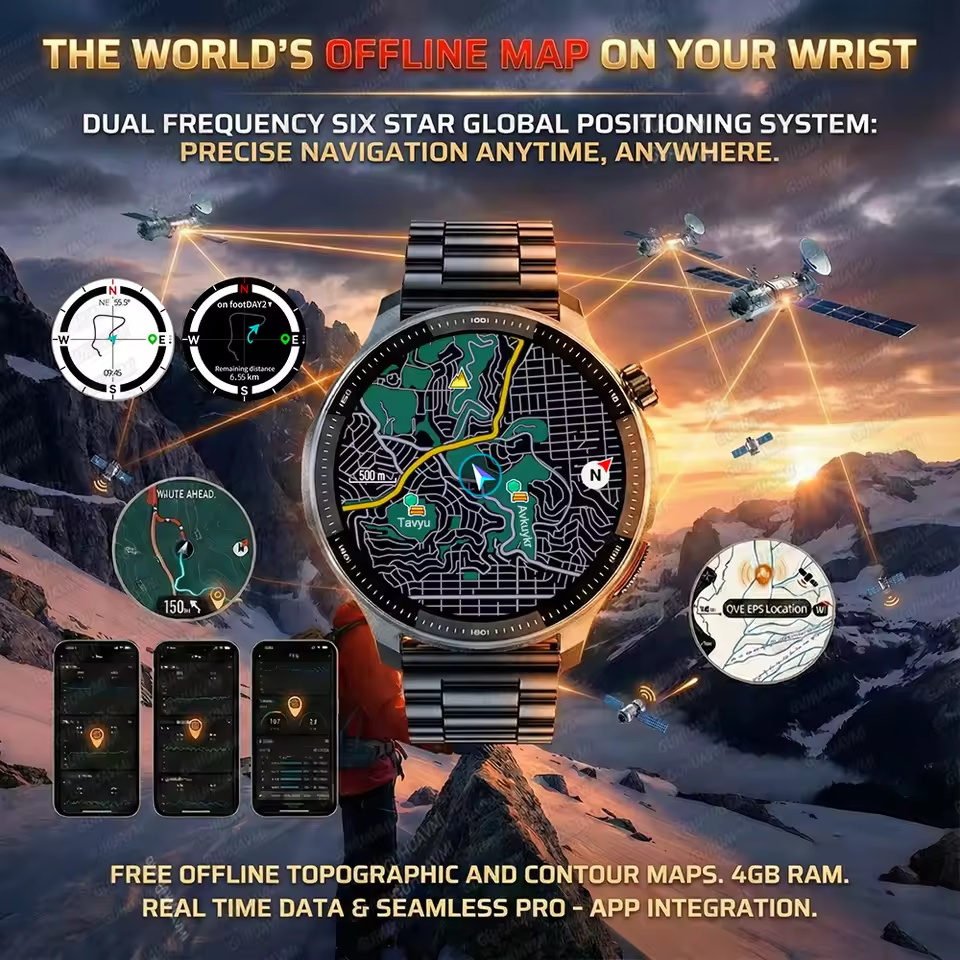 Smart Watch with Offline Maps, GPS Music Player & 10ATM Waterproof Fitness Tracker