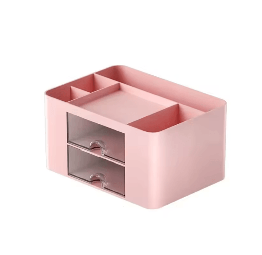 Drawer Type Stationery Storage Box with Multiple Compartments and Dust Protection