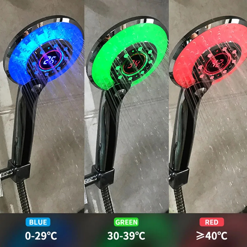 Digital LED Shower Sprayer , Temperature Control, Spraying Modes, Water Saving Filter Bathroom Accessories