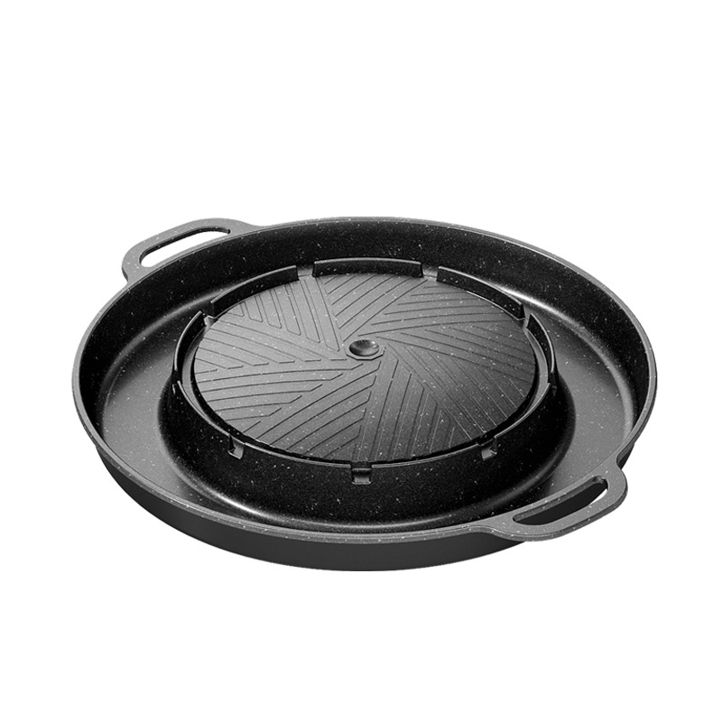 BBQ Hot Pot Grill Pan Dual Cooking Non Stick Camping Cooker