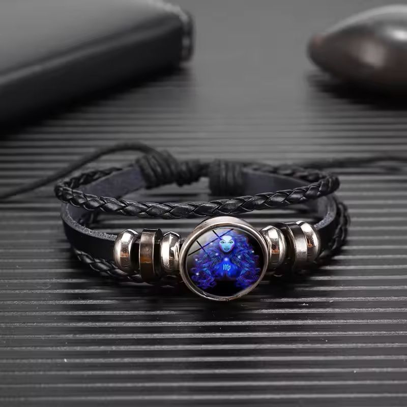 Zodiac Sign Glow Leather Bracelet Multilayer Gift