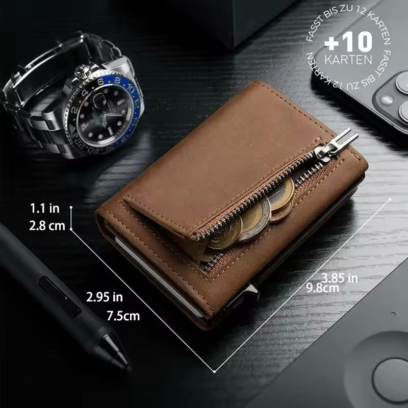Mens RFID Wallet Slim Trifold with Coin Pocket and Card Holder