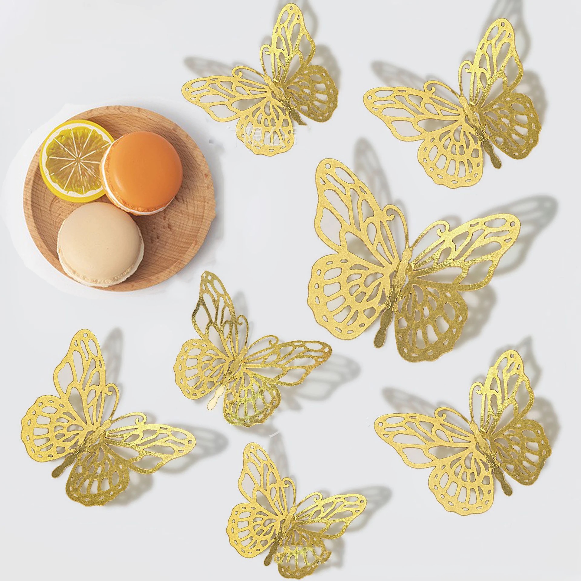 Gold Butterfly Decorations for 3D Butterfly Wall Decor Styles for Party Room Cake Decor