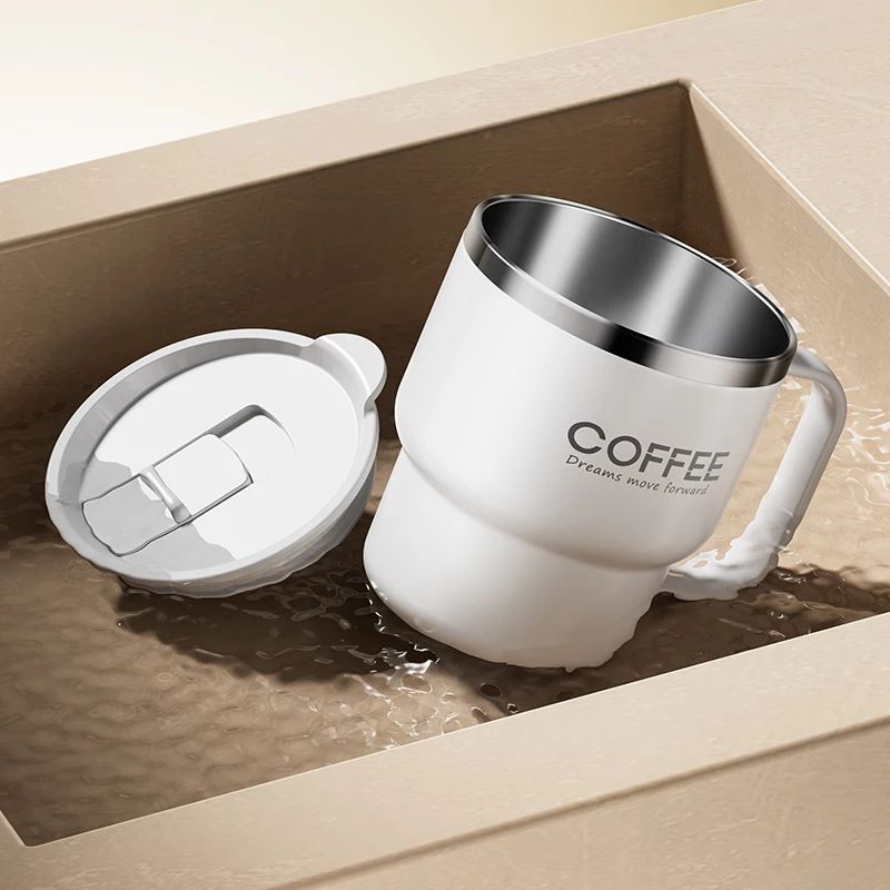 304 Stainless Steel Double Wall Insulated Coffee Mug – Leakproof Thermal Drink Cup 13.5 fl oz