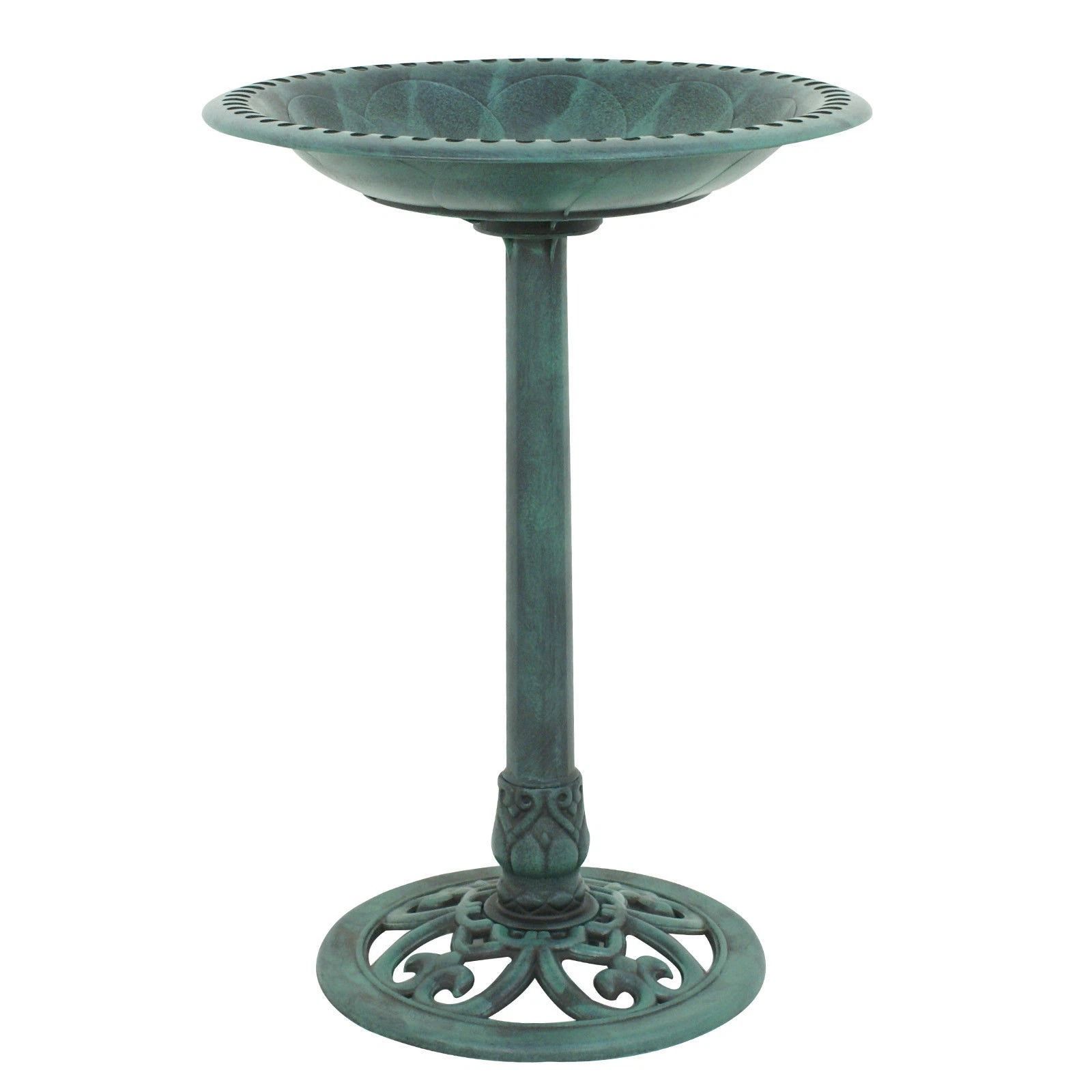 Vintage Pedestal Bird Bath Outdoor Garden Decor Weather Resistant Resin Birdbath