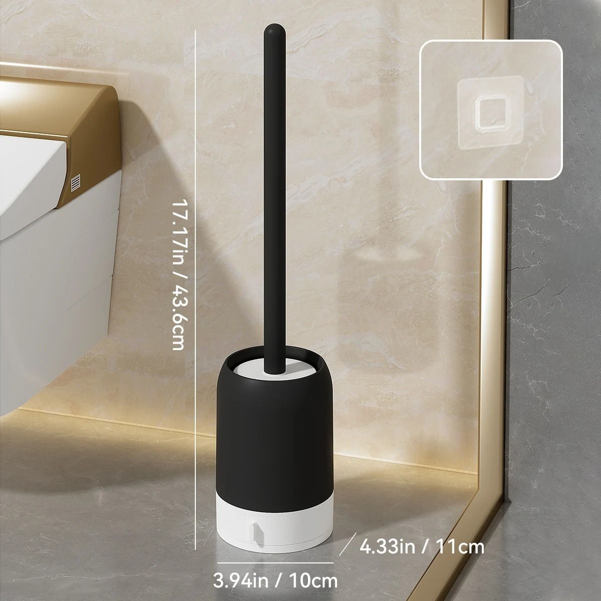 Punch Free Wall Mounted Toilet Brush with Holder Long Handle Bathroom Cleaner