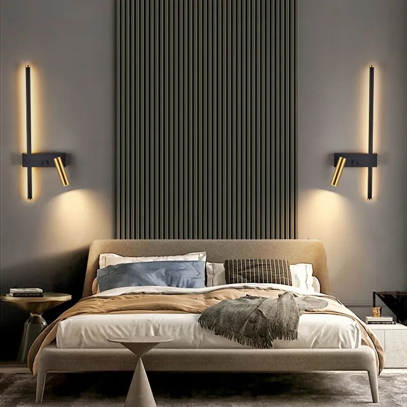 Nordic Modern Wall Lamp Black and White Minimalist Bedroom or Living Room Decorative Light