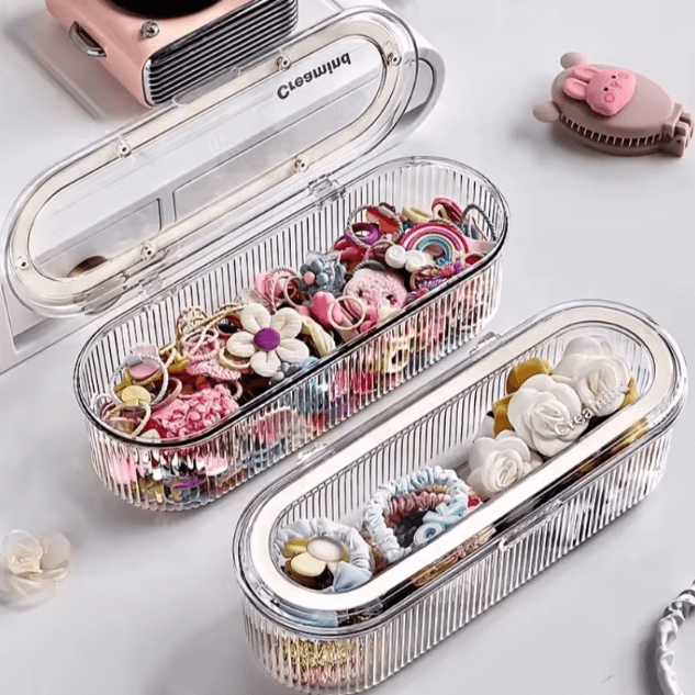 ClearStyle Acrylic Hair Accessories Organizer Box with Multi Compartment Storage