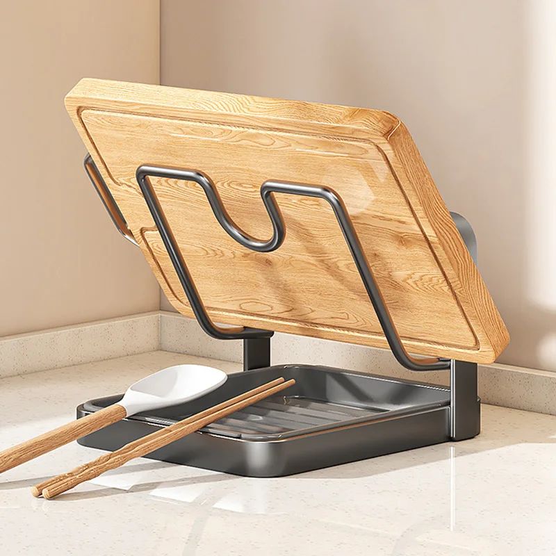 3-Tier Metal Pot Lid Organizer with Drainage Tray, No-Drill Pot Lid Rack for Countertop or Cabinet