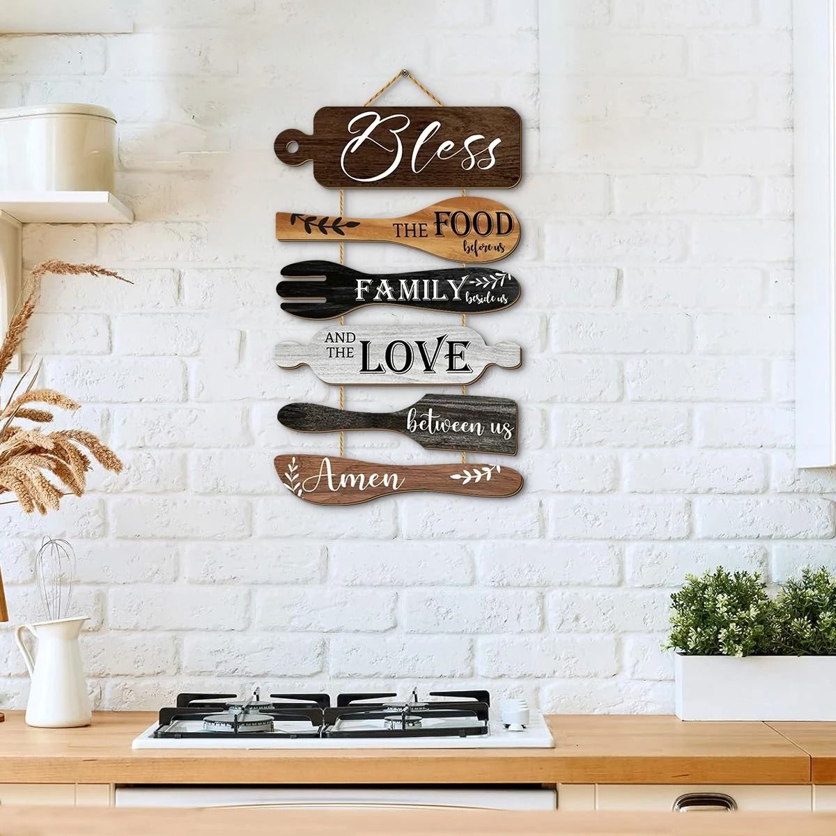 Wooden Kitchen Wall Decor Family Blessing Dining Room Sign