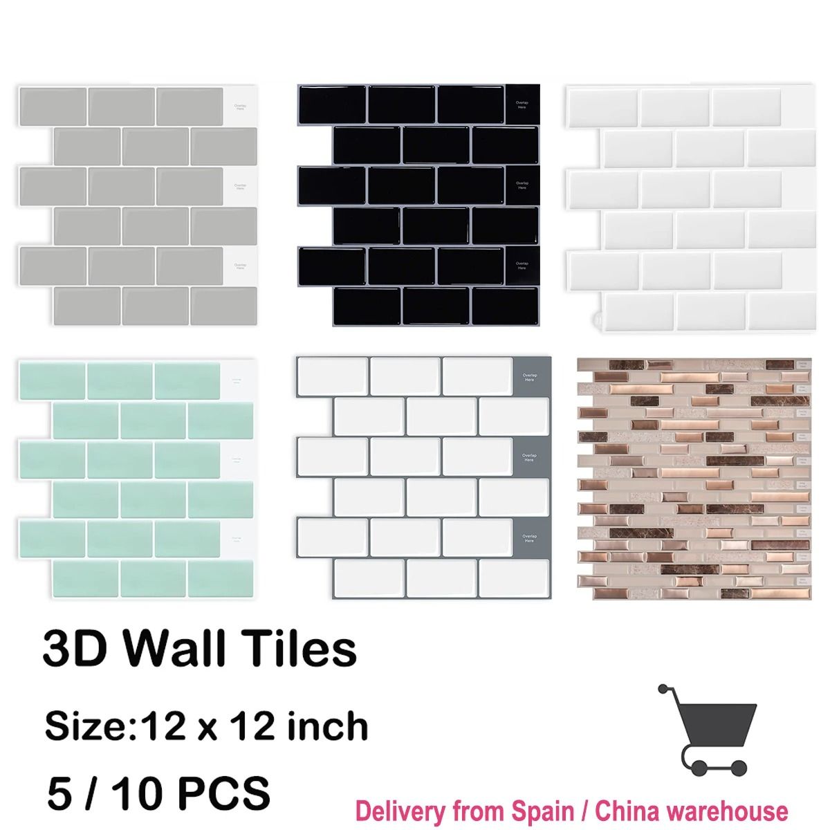 3D Waterproof Kitchen Wall Tiles | 12x12 Inch Strong Adhesive Mural | Premium Peel and Stick Home Wallpaper